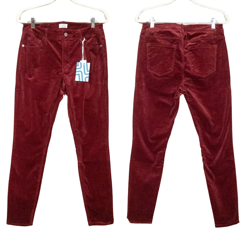 Market & Spruce Women's Skinny Corduroy Pants in Deep Burgundy
